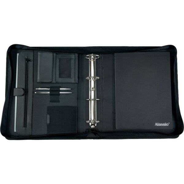 Alassio Serviette classeur AREZZO, A4, cuir, noir