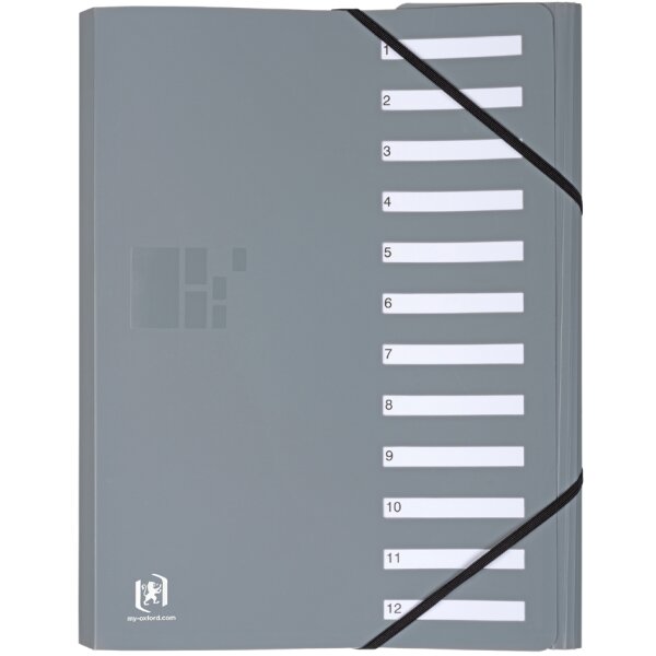 Oxford for Business Ordnungsmappe, DIN A4, Fächer 1-12, grau