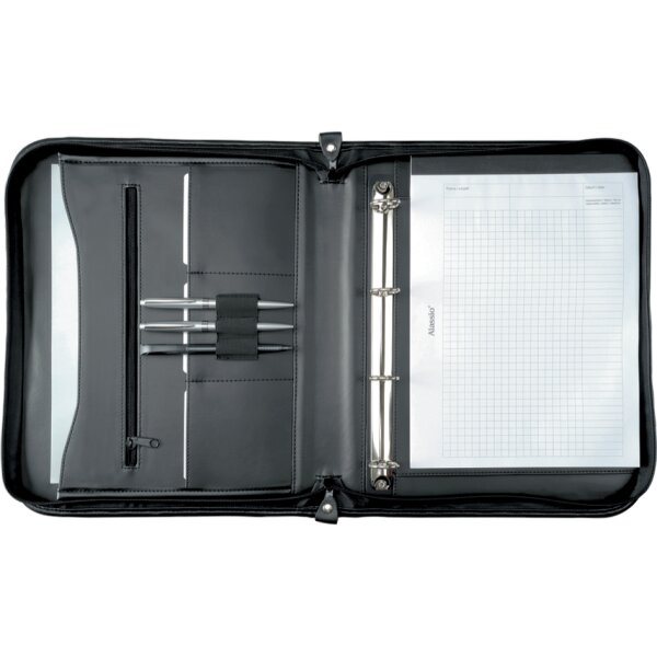 Alassio Serviette classeur LIMONE, A4, cuir nappa, noir