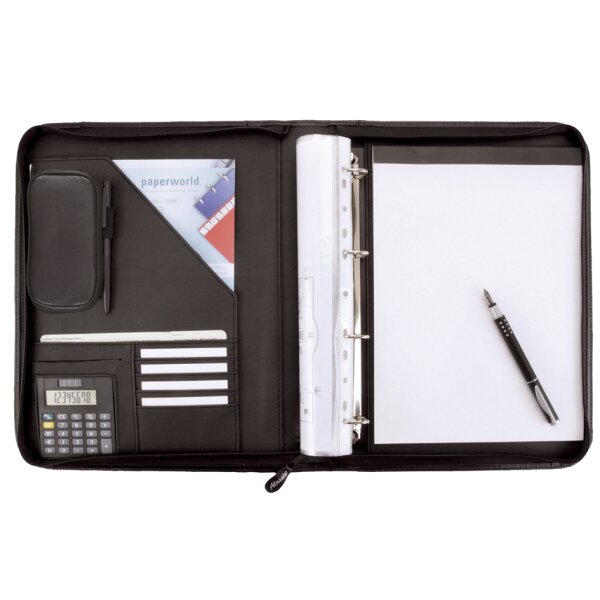 Alassio Orgamappe "REGGIO", A4, Lederimitat, schwarz