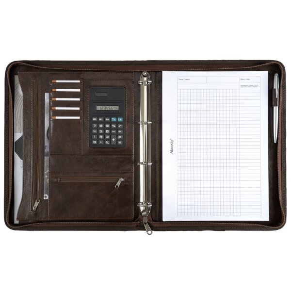 Alassio Serviette classeur MASSA, A4, similicuir, marron