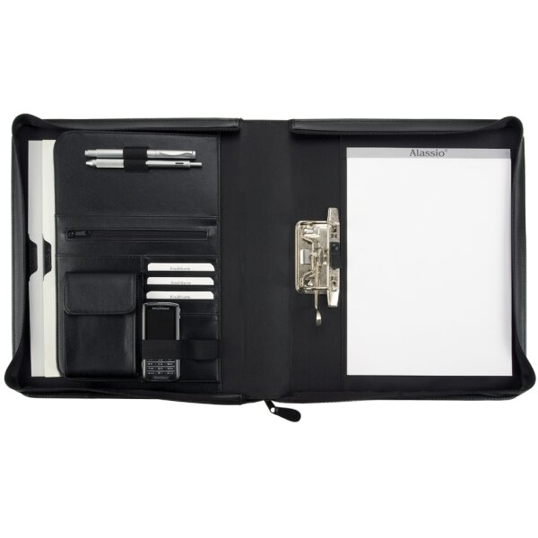 Alassio Ringbuchmappe "BERGAMO", A4, Lederimitat schwarz