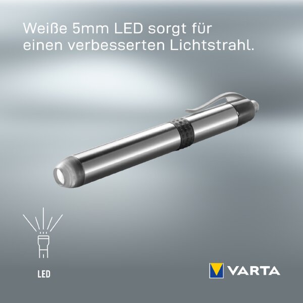 VARTA Lampe de poche LED Pen Light 1AAA, avec 1 pile AAA