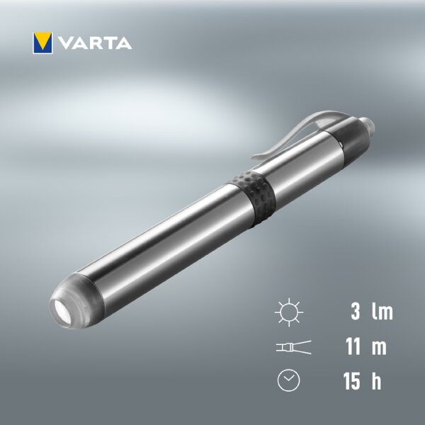 VARTA Lampe de poche LED Pen Light 1AAA, avec 1 pile AAA