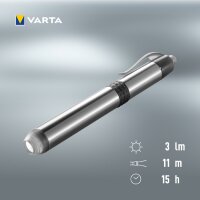 VARTA Lampe de poche LED Pen Light 1AAA, avec 1 pile AAA