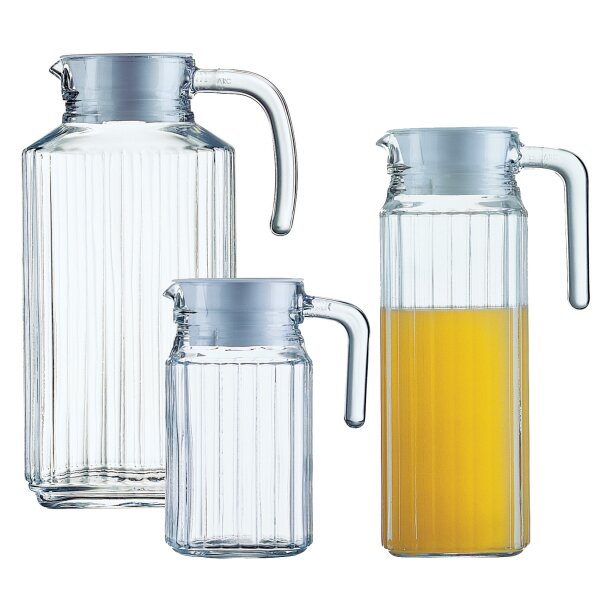 Esmeyer Arcoroc Glaskrug "QUADRO", mit Deckel, 1,1 Liter