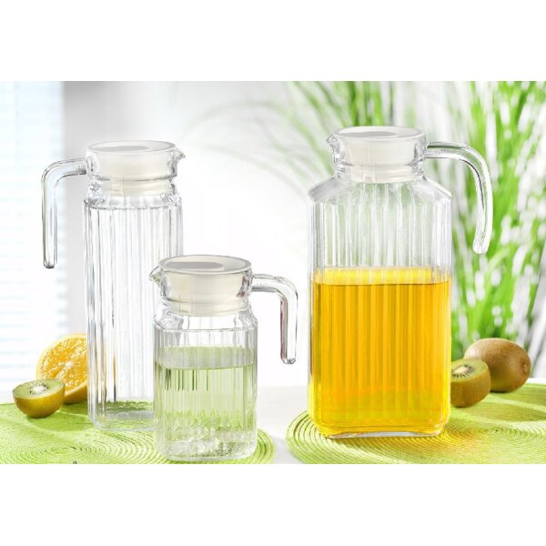 Esmeyer Arcoroc Glaskrug "QUADRO", mit Deckel, 1,1 Liter