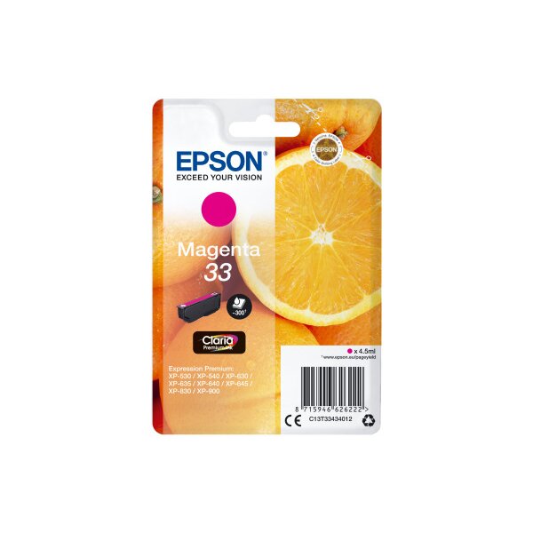 EPSON Tintenpatrone 33 magenta T334340 XP-530/630/830 300 Seiten