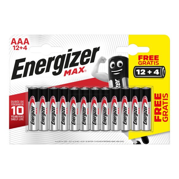 ENERGIZER Piles Max AAA 1.5V E301532500 Blister 12+4 pcs.