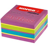 Kores Haftnotizen Würfel, 75 x 75 mm, neonfarben,...