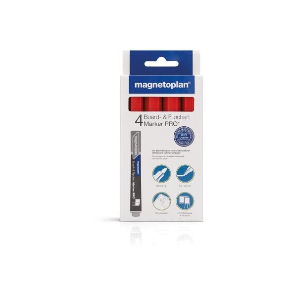 MAGNETOPLAN Marker combiné Pro+ 1228106 rouge 4 pcs.
