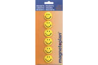 MAGNETOPLAN Smiley Magnete gelb-schwarz 16672 mittel 30mm 6 Stk.