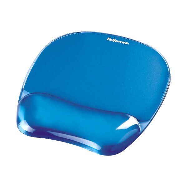 FELLOWES Tapis de souris Crystals 9114120 bleu, avec repose-poignets