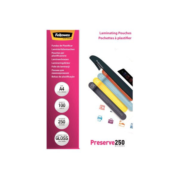 FELLOWES Pochettes à plastifier A4 5401802 brillant, 250my 100 pcs.