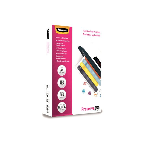 FELLOWES Pochettes à plastifier A4 5401802 brillant, 250my 100 pcs.