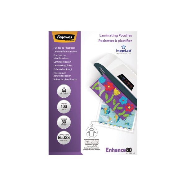 FELLOWES Pochettes à plastifier A4 5306114 brillant, 80my 100 pcs.