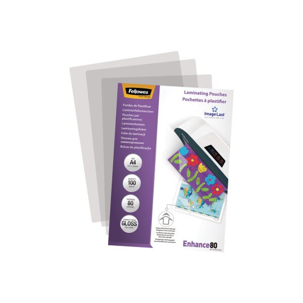 FELLOWES Pochettes à plastifier A4 5306114 brillant, 80my 100 pcs.