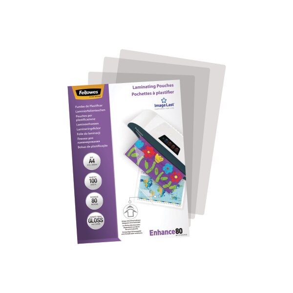 FELLOWES Pochettes à plastifier A4 5306114 brillant, 80my 100 pcs.