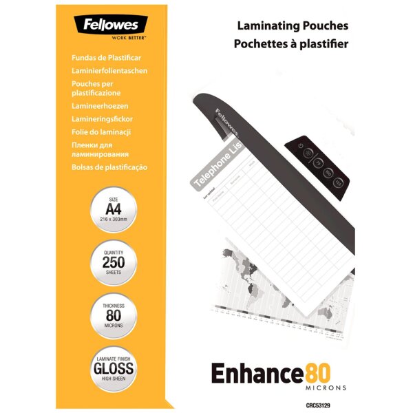 Fellowes Pochette de plastification, A4, 160 microns