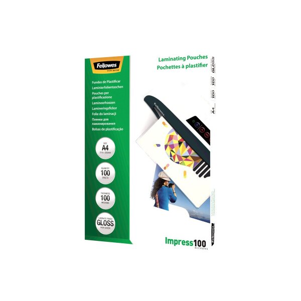 FELLOWES Pochettes à plastifier A4 5351111 brillant, 100my 100 pcs.