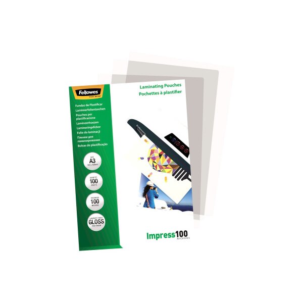 FELLOWES Laminiertasche A3 5351205 glanz, 100my 100 Stk