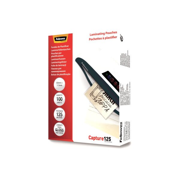 FELLOWES Folientasche 125mic 83x113mm 5307101 glossy 100 Stück