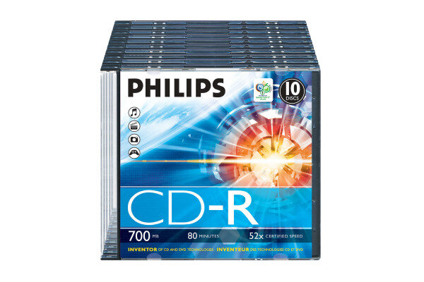 PHILIPS CD-R Slim 80MIN 700MB CR7D5NS10 00 52x foil 10 Pcs