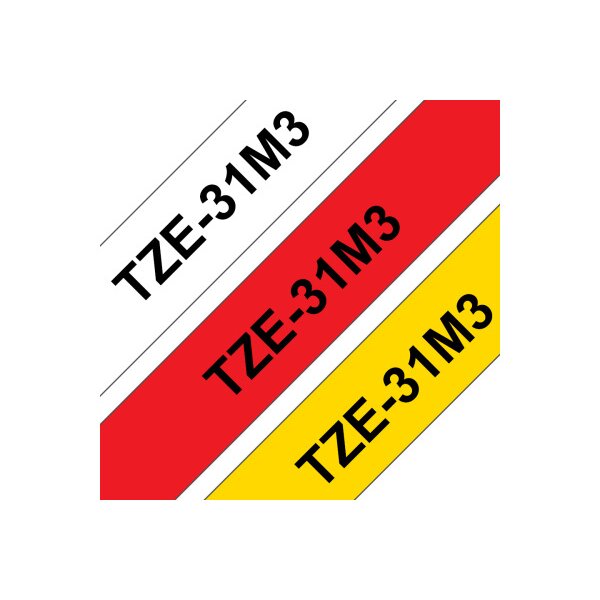 PTOUCH Bänder TZ-231/TZ-431/TZ-631 TZe-31M3 weiss/rot/gelb 12 mm