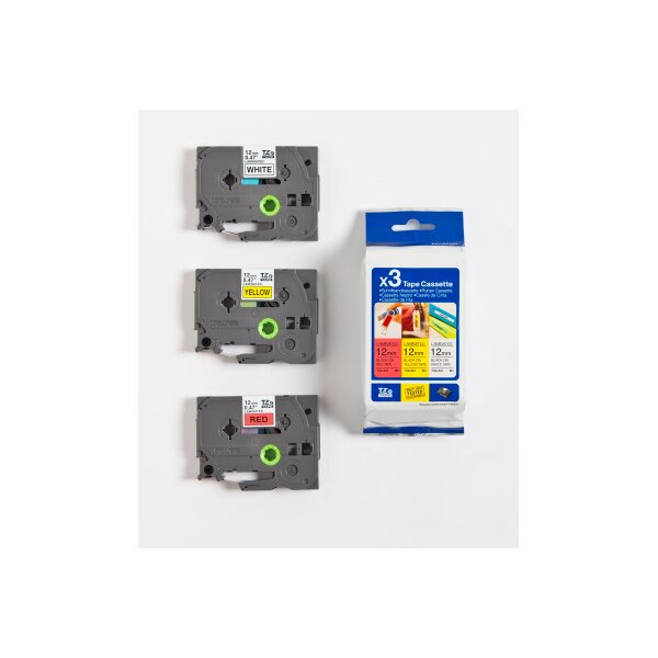 PTOUCH Bänder TZ-231/TZ-431/TZ-631 TZe-31M3 weiss/rot/gelb 12 mm