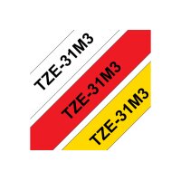 PTOUCH Bänder TZ-231/TZ-431/TZ-631 TZe-31M3 weiss/rot/gelb 12 mm