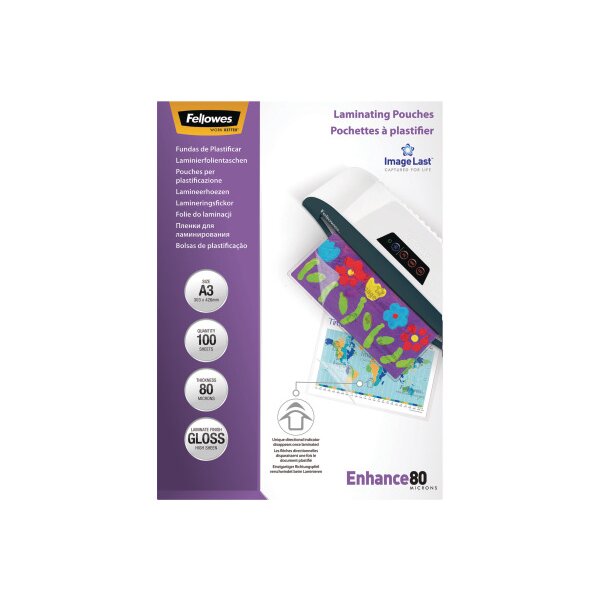 FELLOWES Pochettes à plastifier A3 5306207 brillant, 80my 100 pcs.