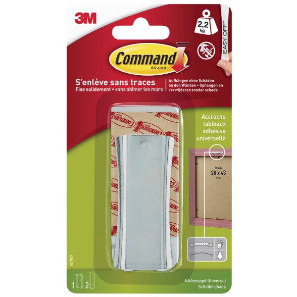 3M Command Crochet de fixation universel, L, argent