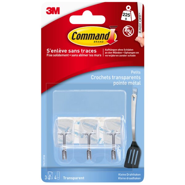 3M Command Crochet avec pointe en métal, transparent