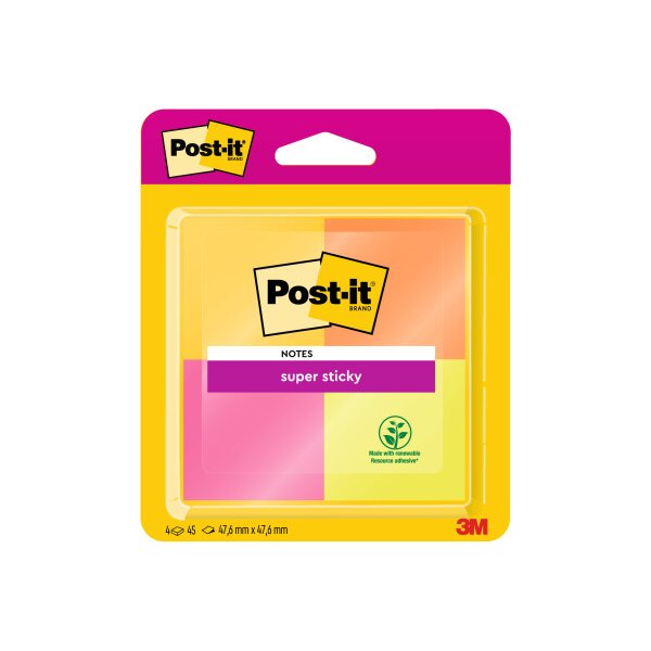 POST-IT Block Super Sticky Cape Town 6910SSYP 4-farbig, 4x45Bl. 47.6x47.6mm