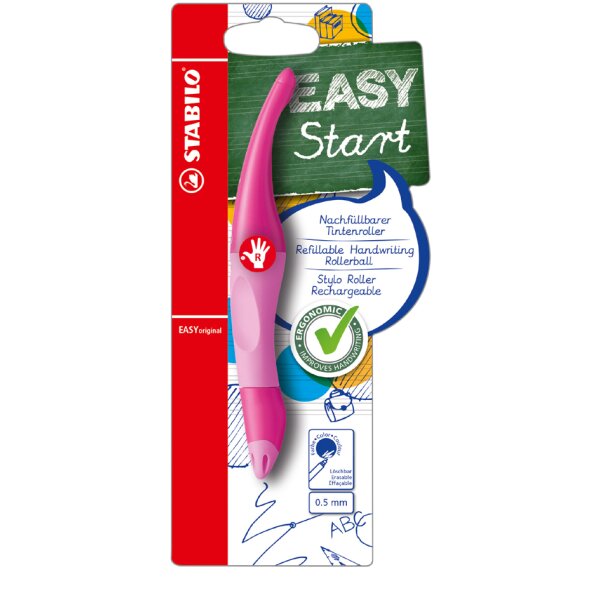 STABILO Stylo roller EASYoriginal, pour droitiers, rose