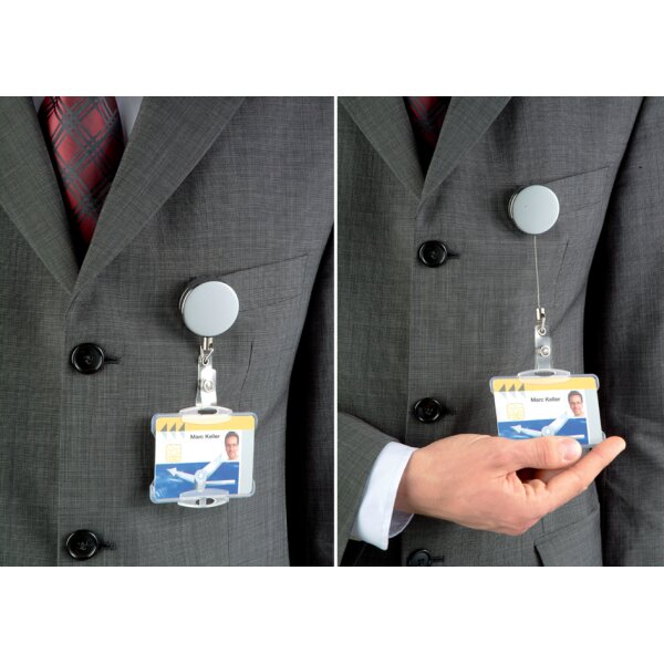 DURABLE Porte-badge chrom&eacute;, argent-m&eacute;tallique