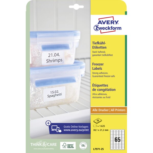 AVERY Zweckform Tiefkühl-Etiketten, 63,5 x 33,9 mm, weiss