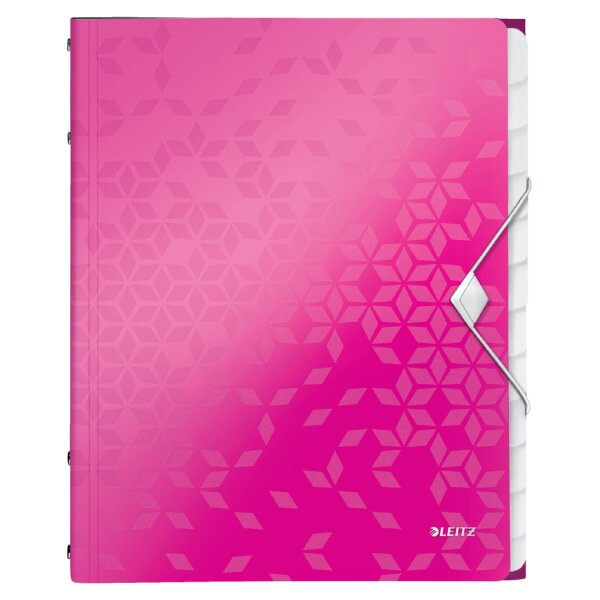 LEITZ Ordnungsmappe WOW, DIN A4, PP, 6 Fächer, pink-metallic