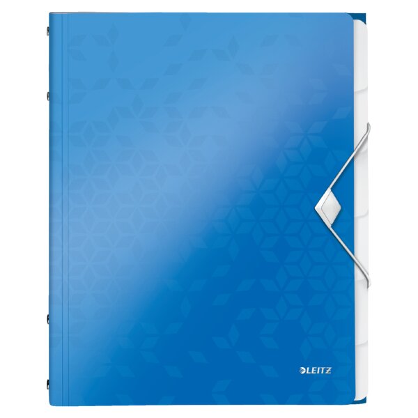 LEITZ Ordnungsmappe WOW, DIN A4, PP, 6 F&auml;cher, blau-metallic