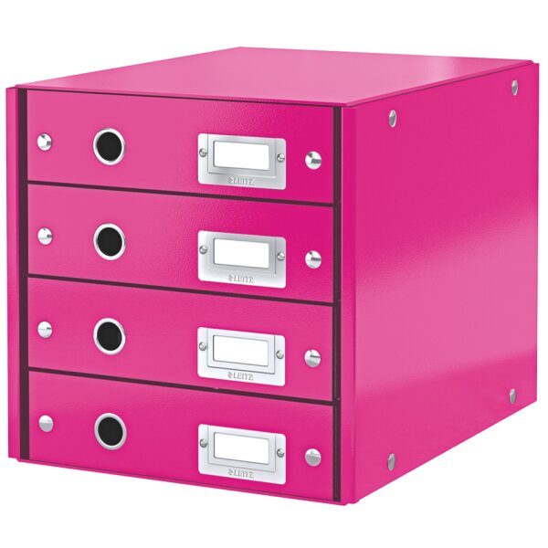 LEITZ Bloc de classement Click &amp; Store WOW, 4 tiroirs, rose
