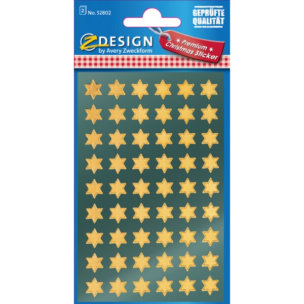 AVERY Zweckform ZDesign Stickers de Noël étoiles, or