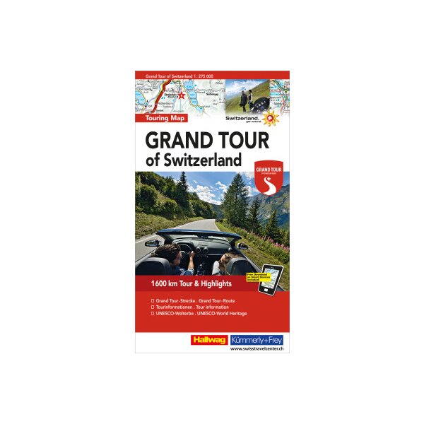 HALLWAG Touring Map Strassenkarte 382830832 K&F Grand Tour of CH
