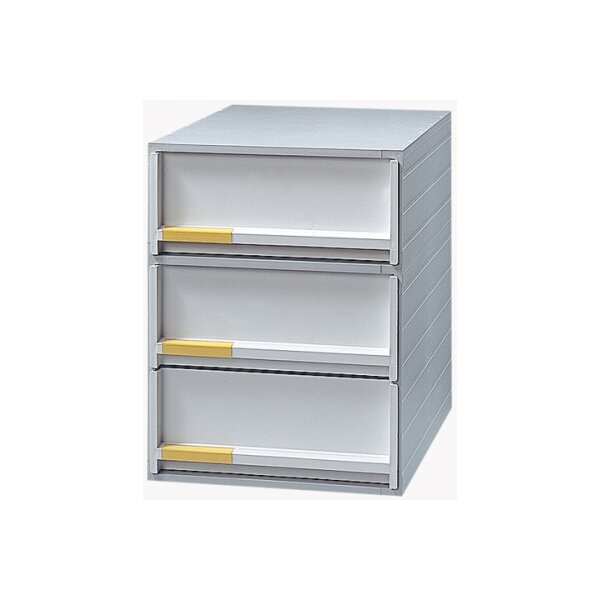 STYRO Schubladenbox grau 21109680 3 Fächer, styro-Modul