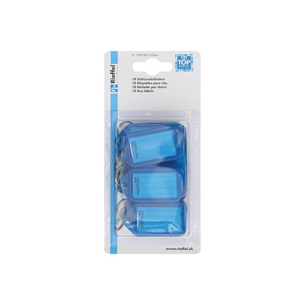 RIEFFEL SWITZERLAND Etiquettes clé 38x22mm A15825 bleu 10 pcs.