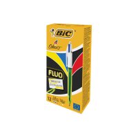 BIC Kugelschreiber Fluo 982868 4 Colours Box, 12 Stück