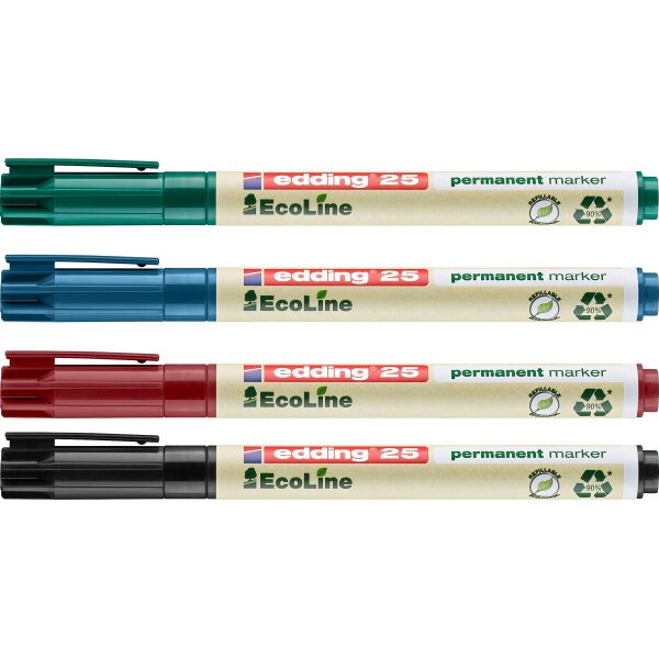 EDDING Permanent Marker 25 E-4 25-E4 Etui, 4-color&eacute; 4 pcs.