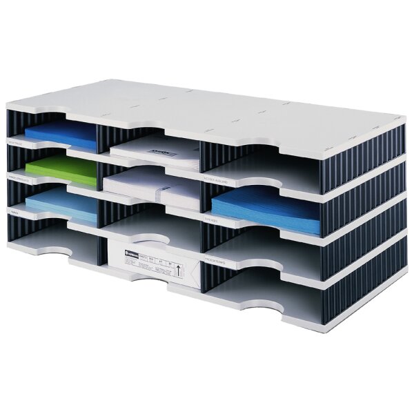 styro Grundeinheit styrodoc trio, 12 Fächer, schwarz grau