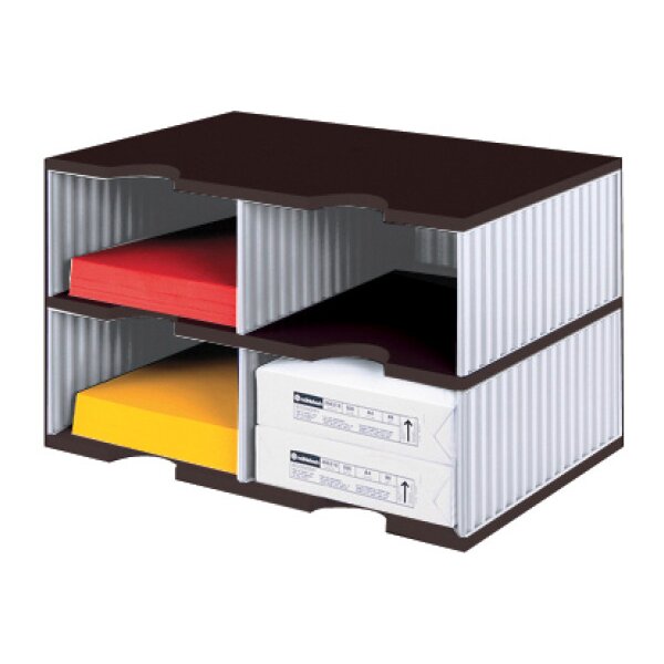 STYRO Ablagesystem styrodoc jumbo 268-0222.89 schwarz/grau 4 Fächer