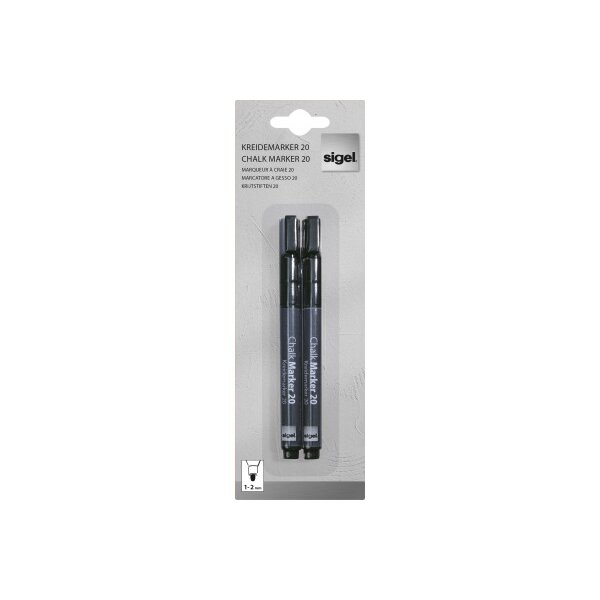 SIGEL Kreidemarker 1-2mm BA177 schwarz 2 Stück