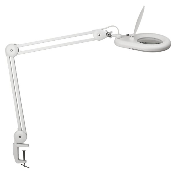 MAUL LED-Lupenleuchte MAULviso, Klemmfuss, weiss